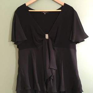 Onyx Nite 18W Black Blouse Evening Wear Elegant